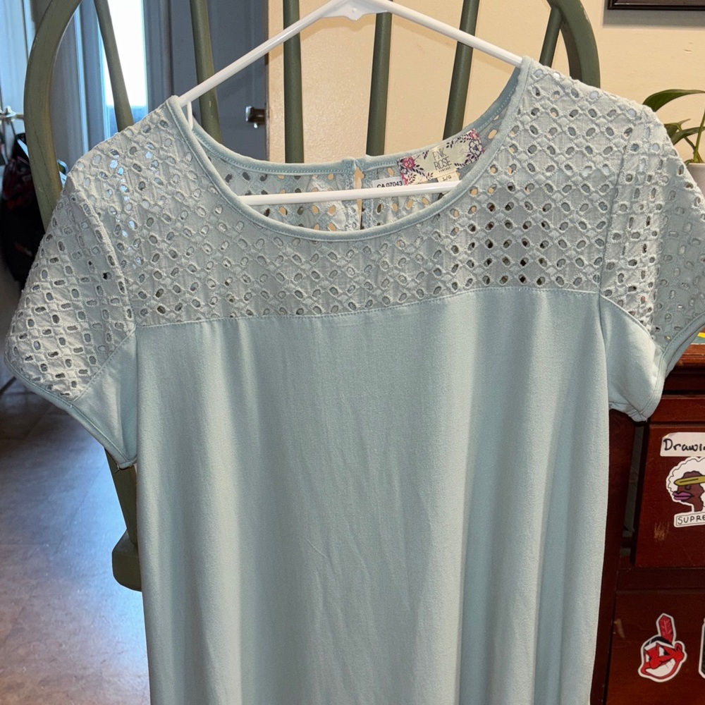 Pink Rose Vintage Soft Blue Midi Dress Never Worn.